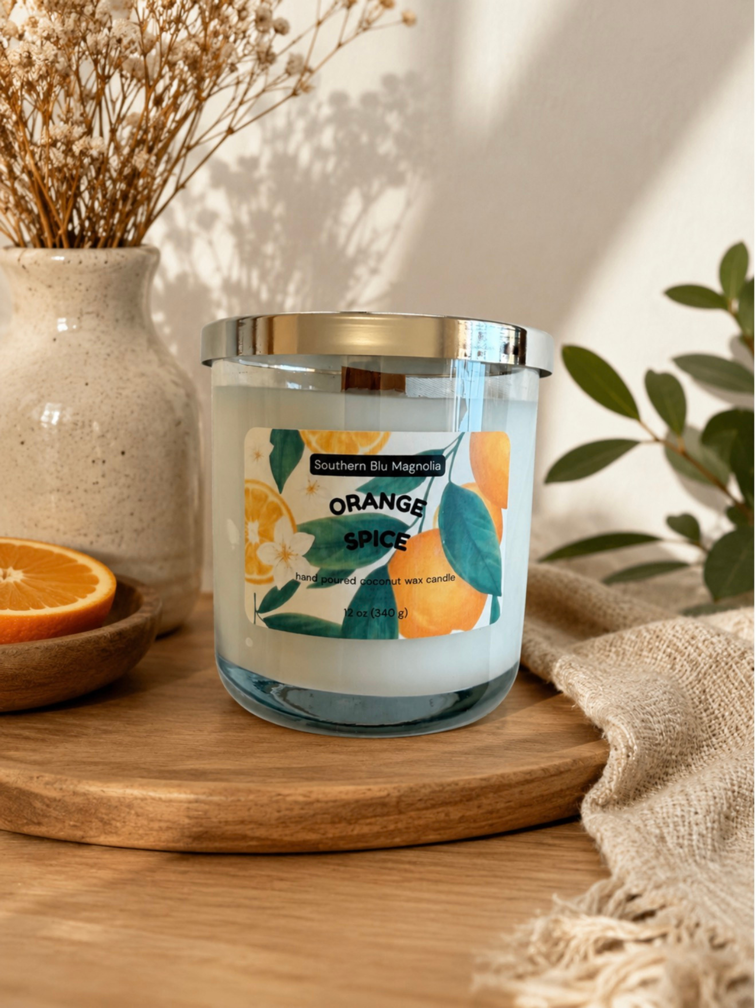 ORANGE SPICE Coconut Apricot Wax Candle