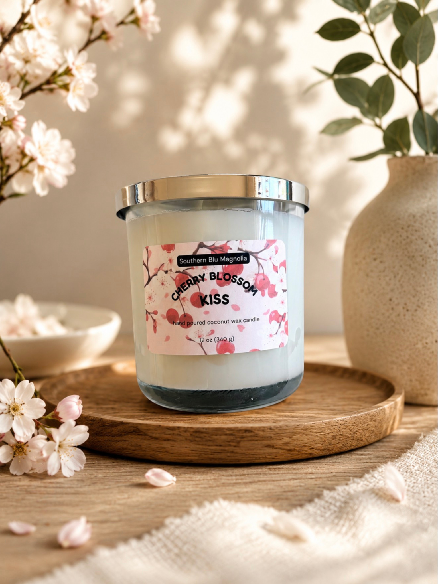 CHERRY BLOSSOM KISS Coconut Apricot Wax Candle
